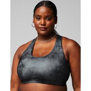 Fabletics On The Go Medium Impact Sports Bra Bundle of 2 Gray Black women XXL 1X